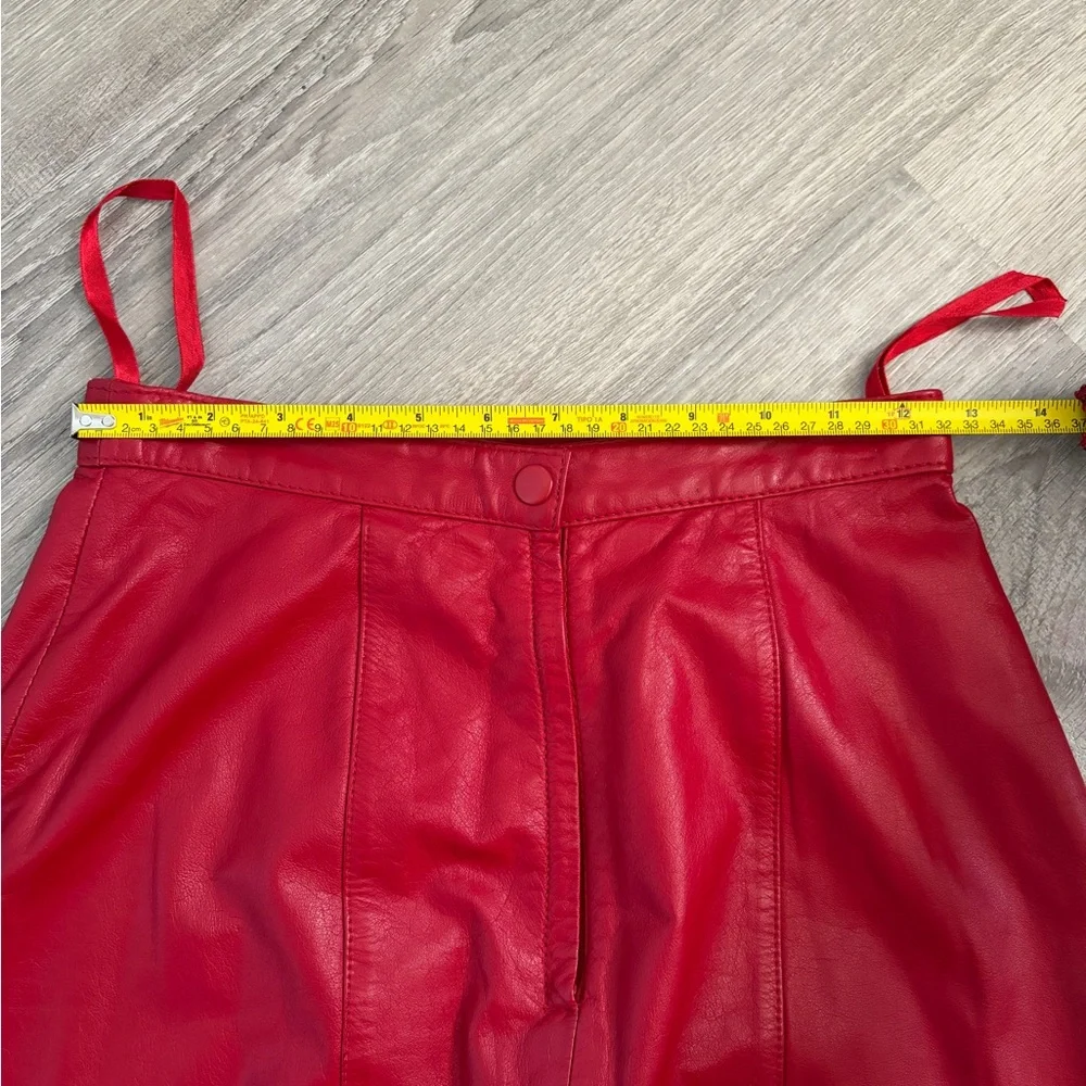 Red Leather Mini Skirt - Women's - Picture 5 of 6